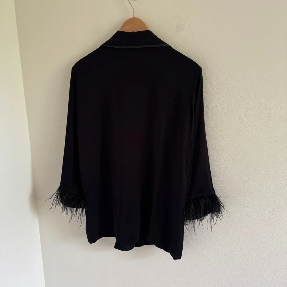 Sleeper Party Pajama Top With Ostrich Feathers Size L